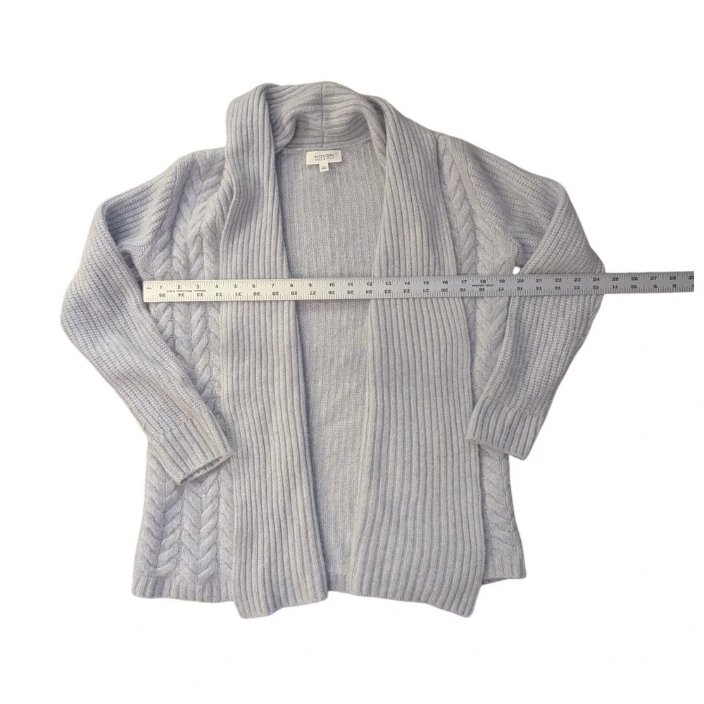Haven Well Within Cardigan Women XS Blue Cashmere Cable‎ Knit Open Front Sweater